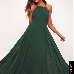 Lulu’s Mythical Kind of Love Dark Green Maxi Dress
